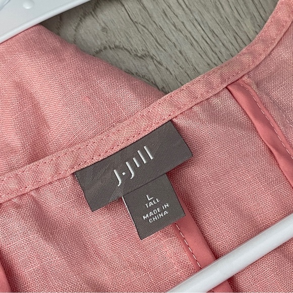 J.Jill Linen Dress pintuck midi womens Pink (large TALL) natural minimalist - Picture 2 of 6